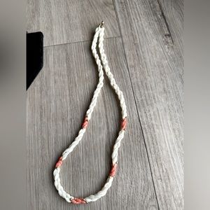 22” 3-Strand Freshwater/Rice/Seed Pearls and Coral Necklace, Vintage 1980’s